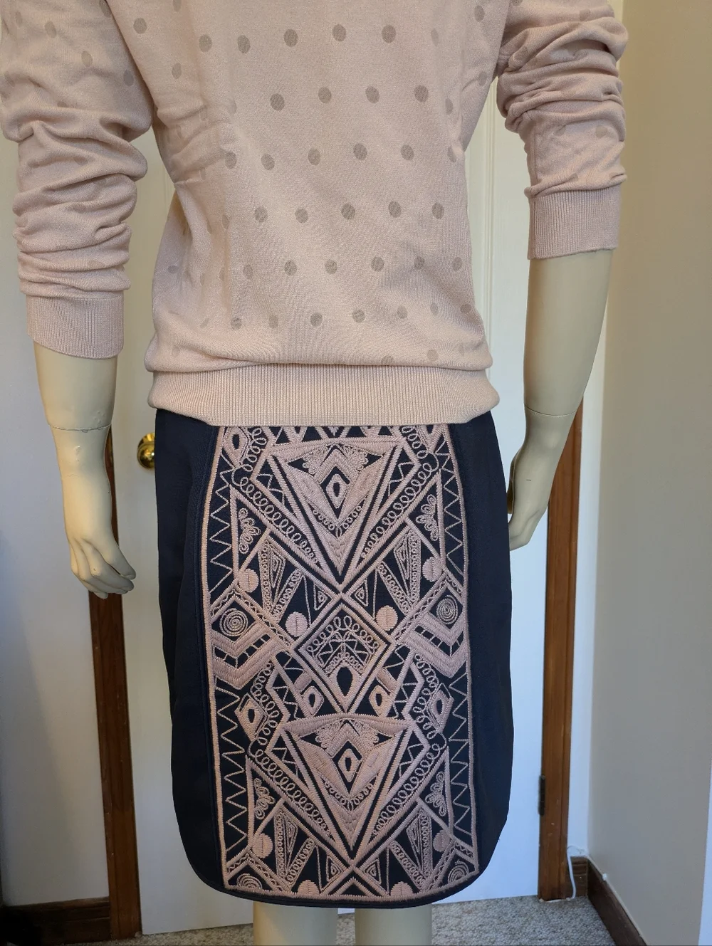 Tibi Pencil Skirt with Blush Embroidered Panel, ASO Serena Van Der Woodsen NWOT - Picture 15 of 16